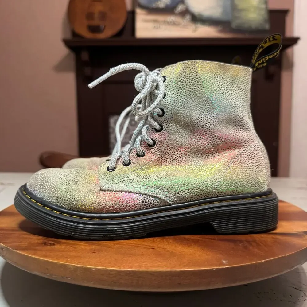 Dr. Martens 1460 Pascal Youth Size 2 Glitter Rainbow Boots